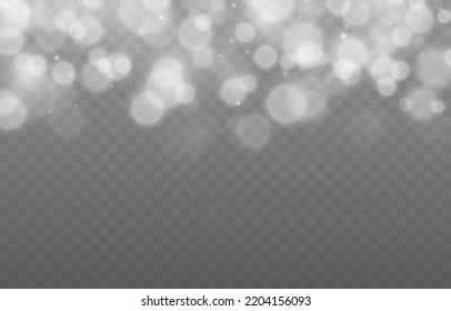 Vector white bokeh on isolated transparent background. Magic blur png. Light movement PNG.
