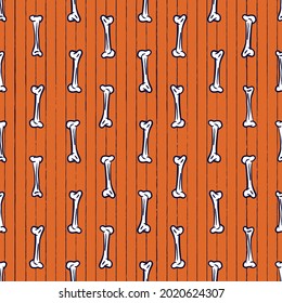 Vector white bones orange striped seamless pattern