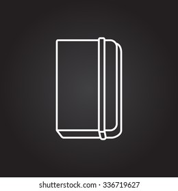 Vector white book icon on dark background 