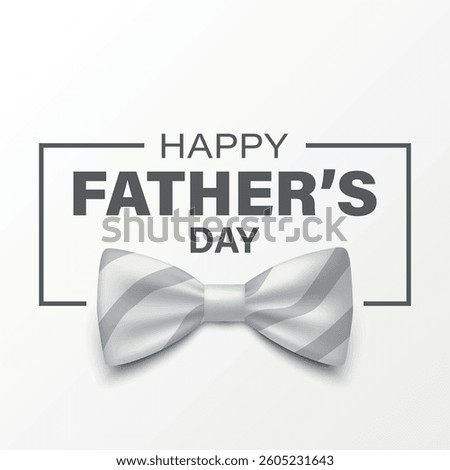 Vector White Bow Tie for Fathers Day Design. 3d Realistic Silk Bow Tie. Glossy Bowtie, Tie Gentleman. Fathers Day Holiday Concept. Design Template for Greeting Card, Invitation, Poster