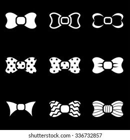 Vector white bow ties icon set.