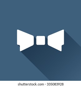 Vector white bow-tie icon on dark background 