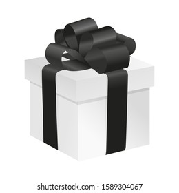 
Vector white box with a beautiful black bow