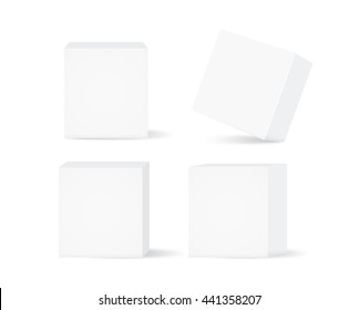 Vector white box collection isolated on white background. Ideal for mock up of packaging or other job.
