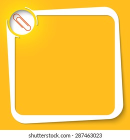 Vector white box for your text and paper clip