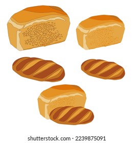 Vector white bread bun flat with shadows isolated on white background