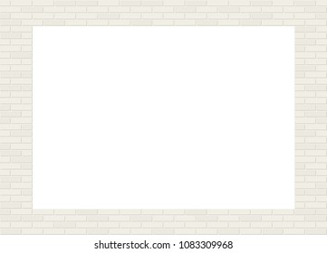 Vector white brick wall frame or background