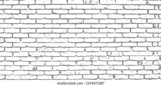 Vector white brick wall seamless texture. Abstract architecture and loft interior, background.