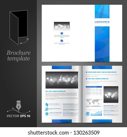 Vector white brochure template design with blue stripe. EPS 10