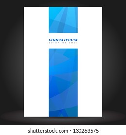 Vector white brochure template design with blue stripe. EPS 10