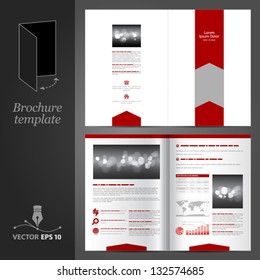 Vector white brochure template design with red arrows. EPS 10