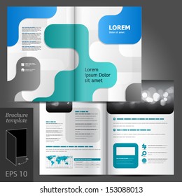 Vector white brochure template design with blue and green modern elements. EPS 10