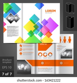 Vector white brochure template design with color square elements. EPS 10