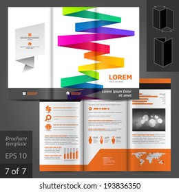 Vector white brochure template design with color stripes