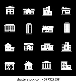 Vector white buildings icons set