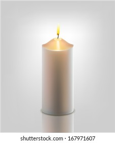 vector white burning candle isolated