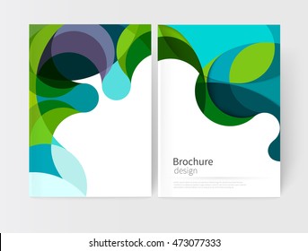 vector white business brochure cover template.modern abstract background green and blue waves .EPS 10