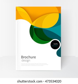 vector white business brochure cover template.modern abstract background green, yellow and blue waves .