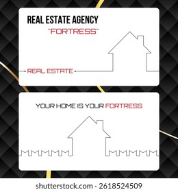 Vector, white business card of a real estate agency FORTRESS  with a minimalist design.
