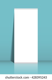 Vector : White Business Roll Up Banner flat design template in turquoise studio room, Template mock up for display of product or your content ,Business backdrop