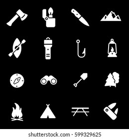 Vector white camping icons set