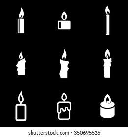 Vector white candles icon set.