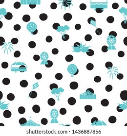 Vector white carnival polka dots seamless pattern background