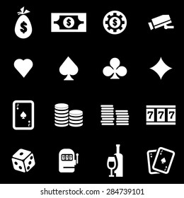 Vector white casino icon set.