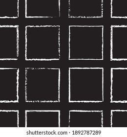 Vector white cells squares black seamless pattern