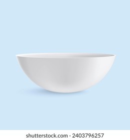 Vector white ceramics bowl isolated on white background.