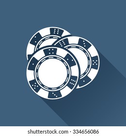 Vector white chips icon on dark background 