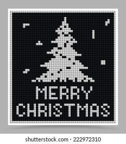 vector white christmas card in tetris style