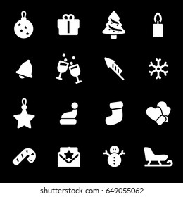 Vector white Christmas icons set on black background