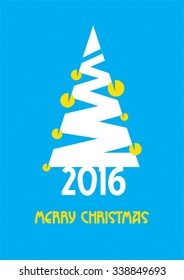 Vector white christmas tree on a blue background