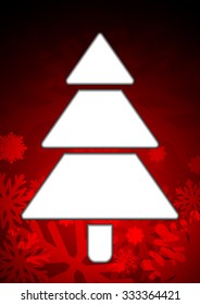 Vector : White christmas tree with space for text on red christmas background