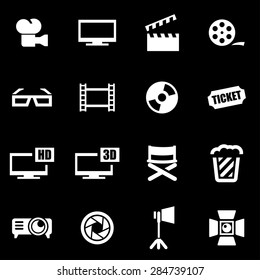 Vector white cinema icon set.