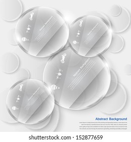 Vector white circle glass. Abstract background