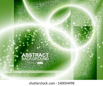 Vector white circle light on green background - separated layers.