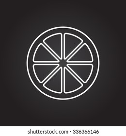 Vector white citrus icon on dark background 