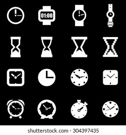 Vector white clock icon set.
