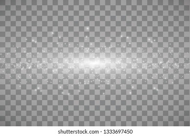 Vector white cloud glitter wave abstract illustration. White star dust trail sparkling particles isolated on transparent background. Magic concept