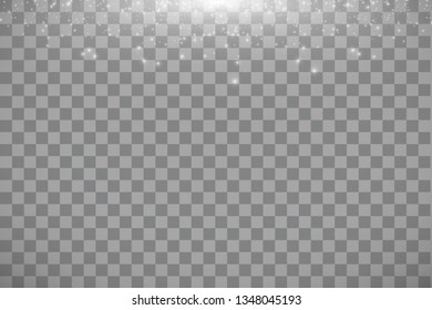 Vector white cloud glitter wave abstract illustration. White star dust trail sparkling particles isolated on transparent background. Magic concept