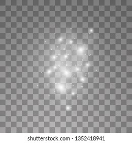 Vector white cloud glitter wave abstract illustration. White star dust trail sparkling particles isolated on transparent background. Magic concept