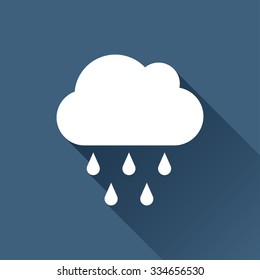 Vector white cloud rain icon on dark background 