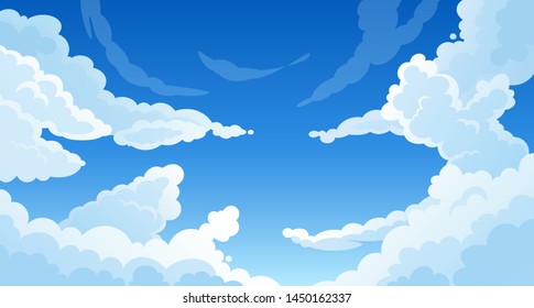 Vector white clouds, nature background.