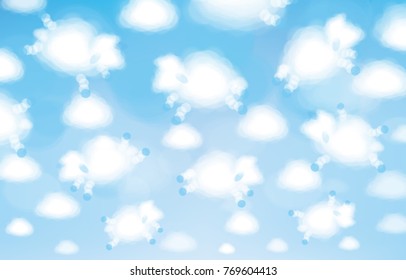 Vector  white clouds  sheeps shapes,  cute background.