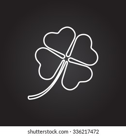 Vector white clover icon on dark background 