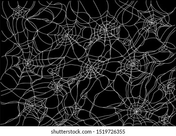 vector white cobweb on black background