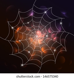 Vector white cobweb on dark background 