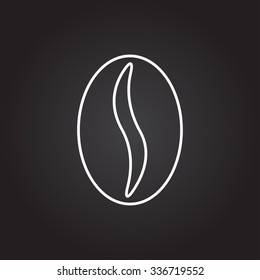 Vector white coffee icon on dark background 